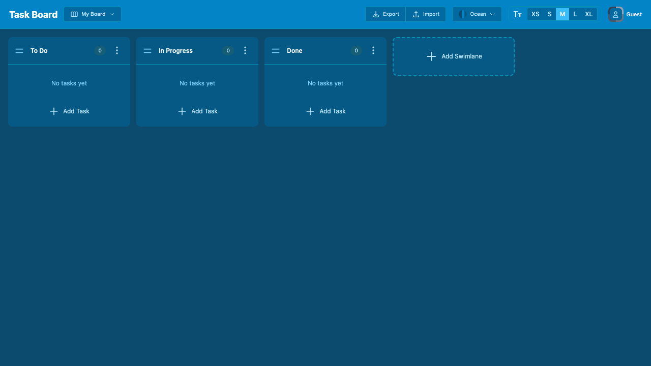 Screenshot of the task management app